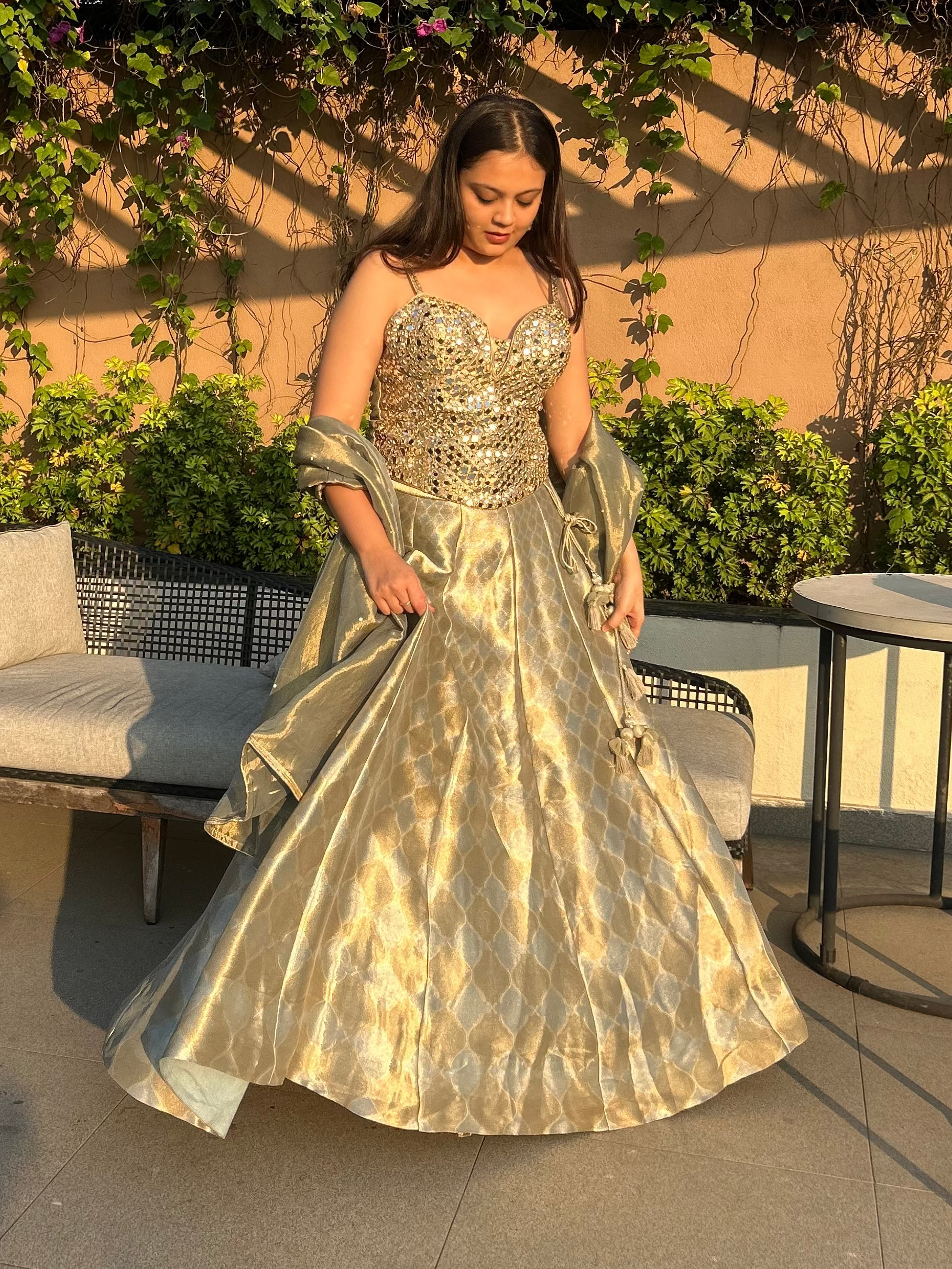 Corset lehenga inspired by AJSK perfect for cocktail, sufi night, dinner, carnival, etc for brides and bridesmaids sangeet outfit