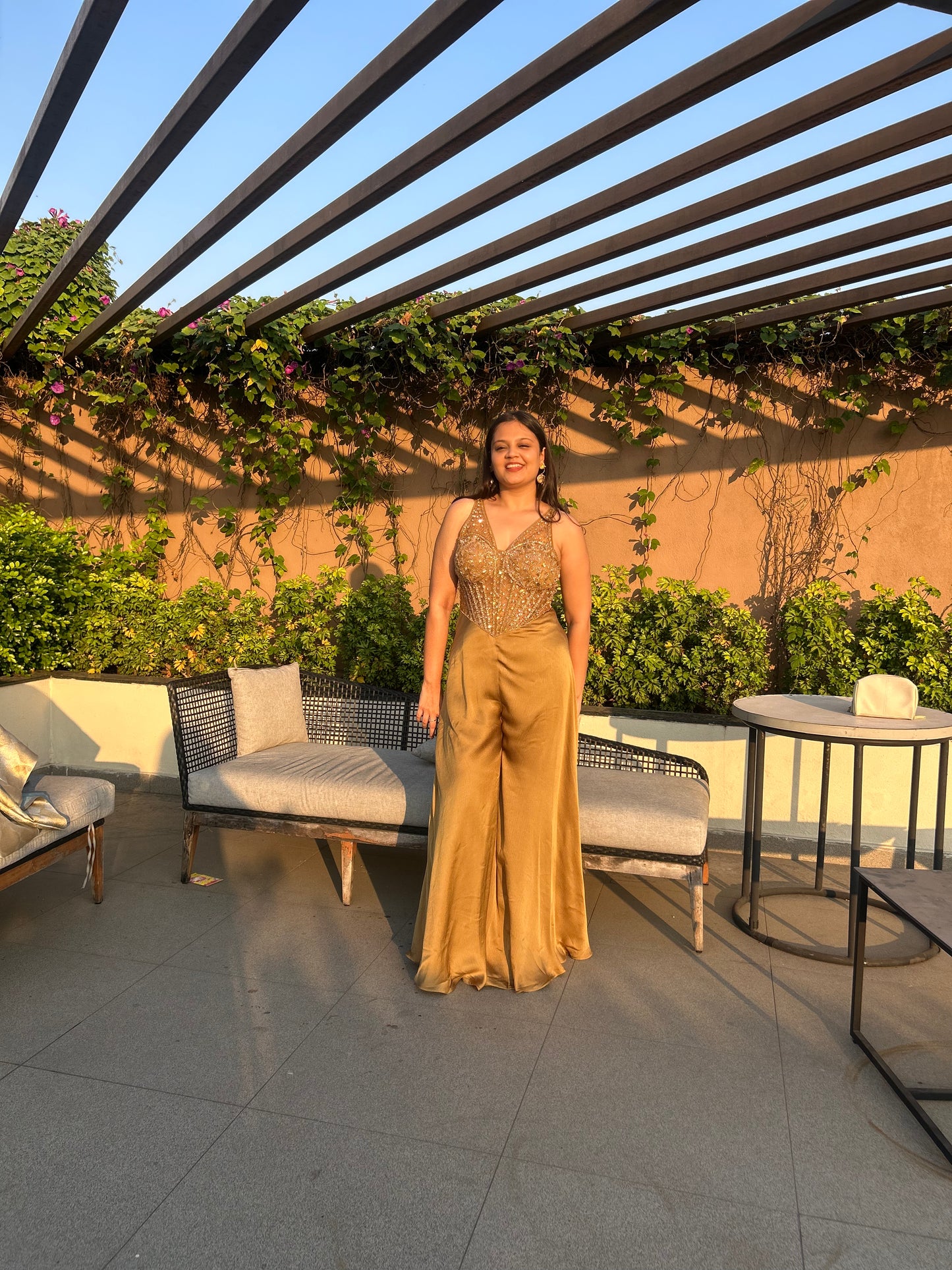 Aishe – Metallic Gold Indo-Western Jumpsuit (Colours Available)