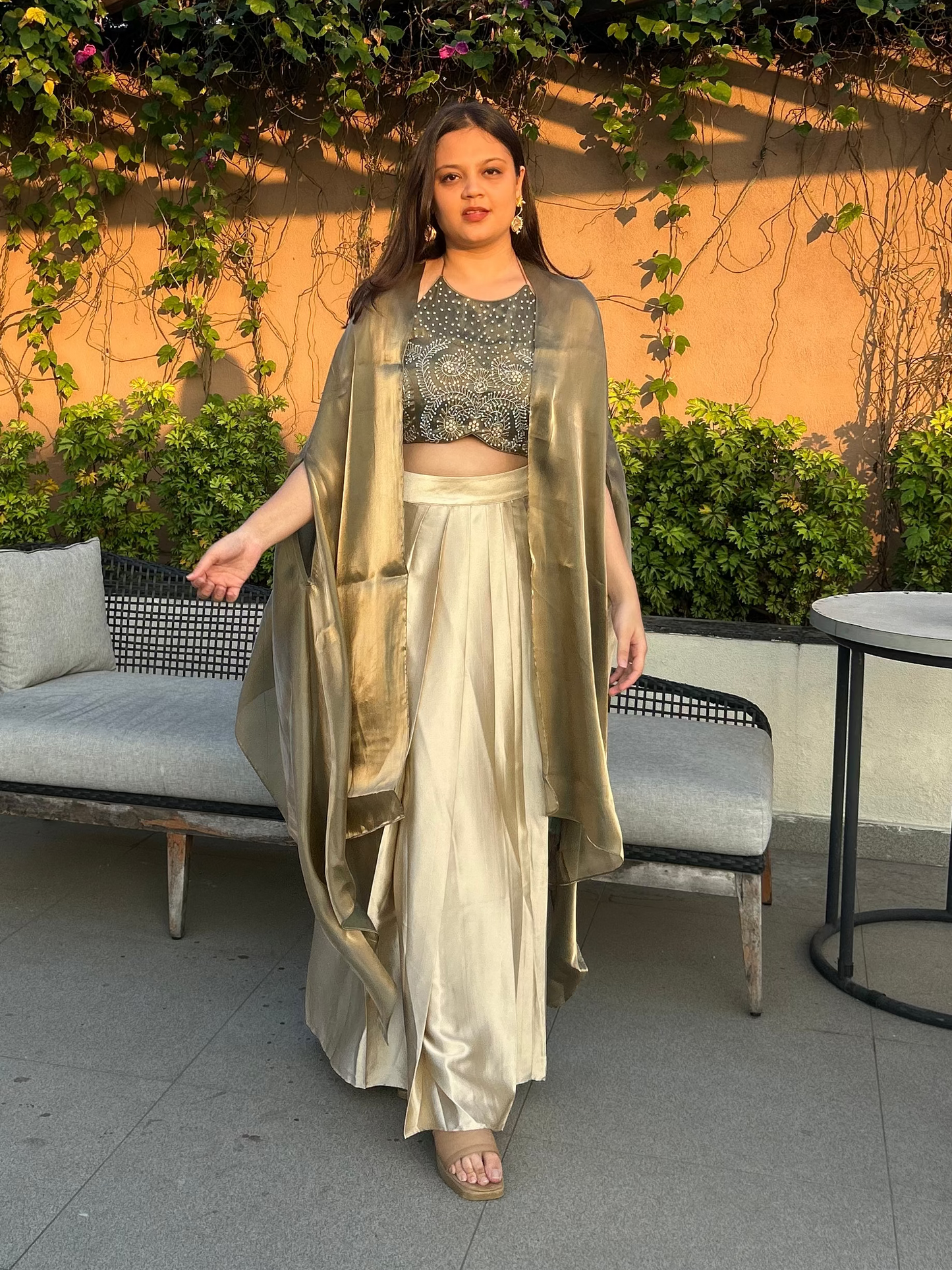 Designer inspired bridesmaid cape set perfect for carival, mehendi, reception, sangeet, cocktails etc