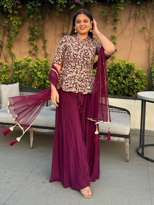 Designer inspired Indo-western jacket set perfect for mehendi, haldi, carnival, sun downers and trousseau