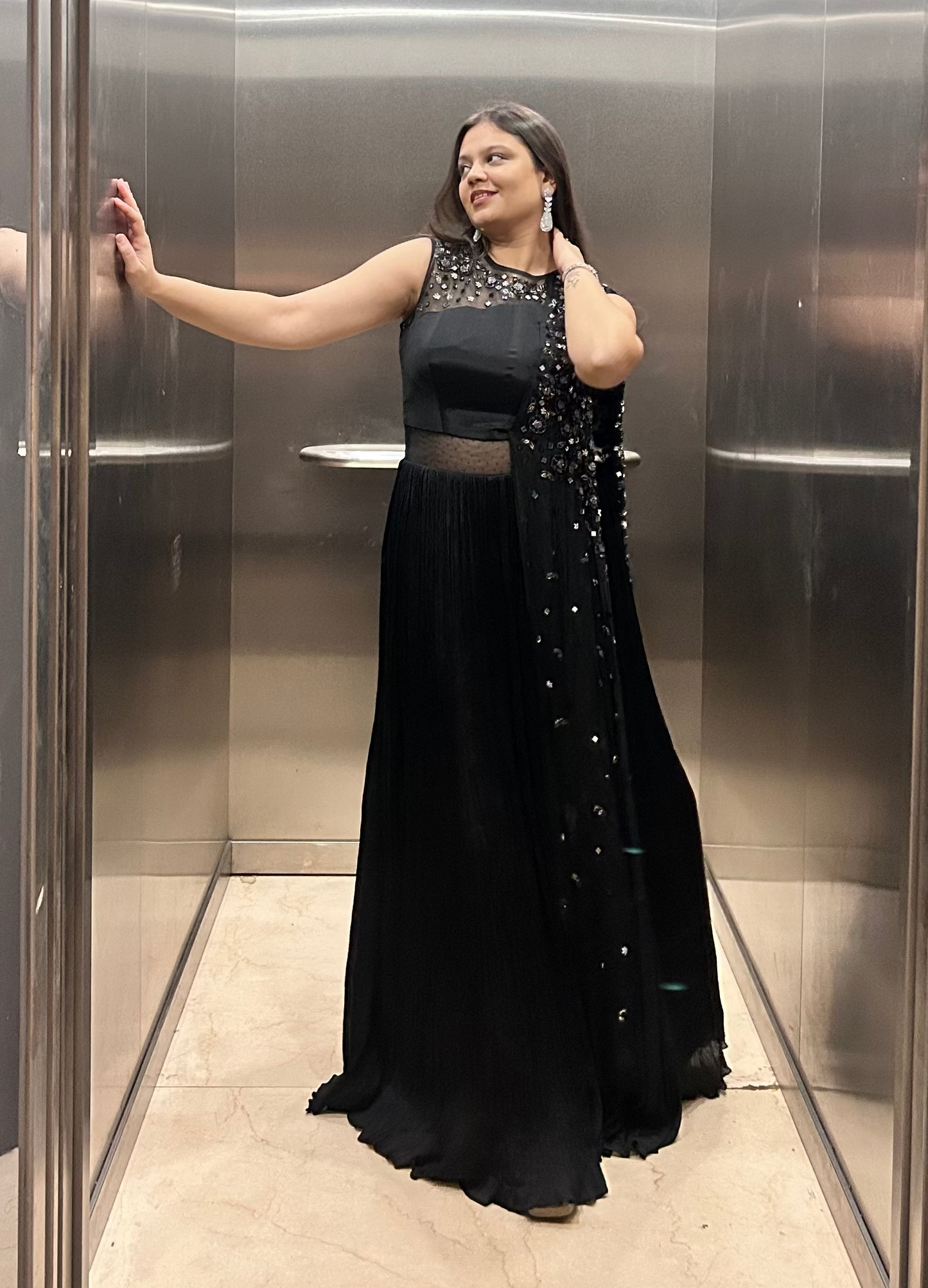 Designer black gown for engagement, cocktail, bridesmaids etc for a star studded event