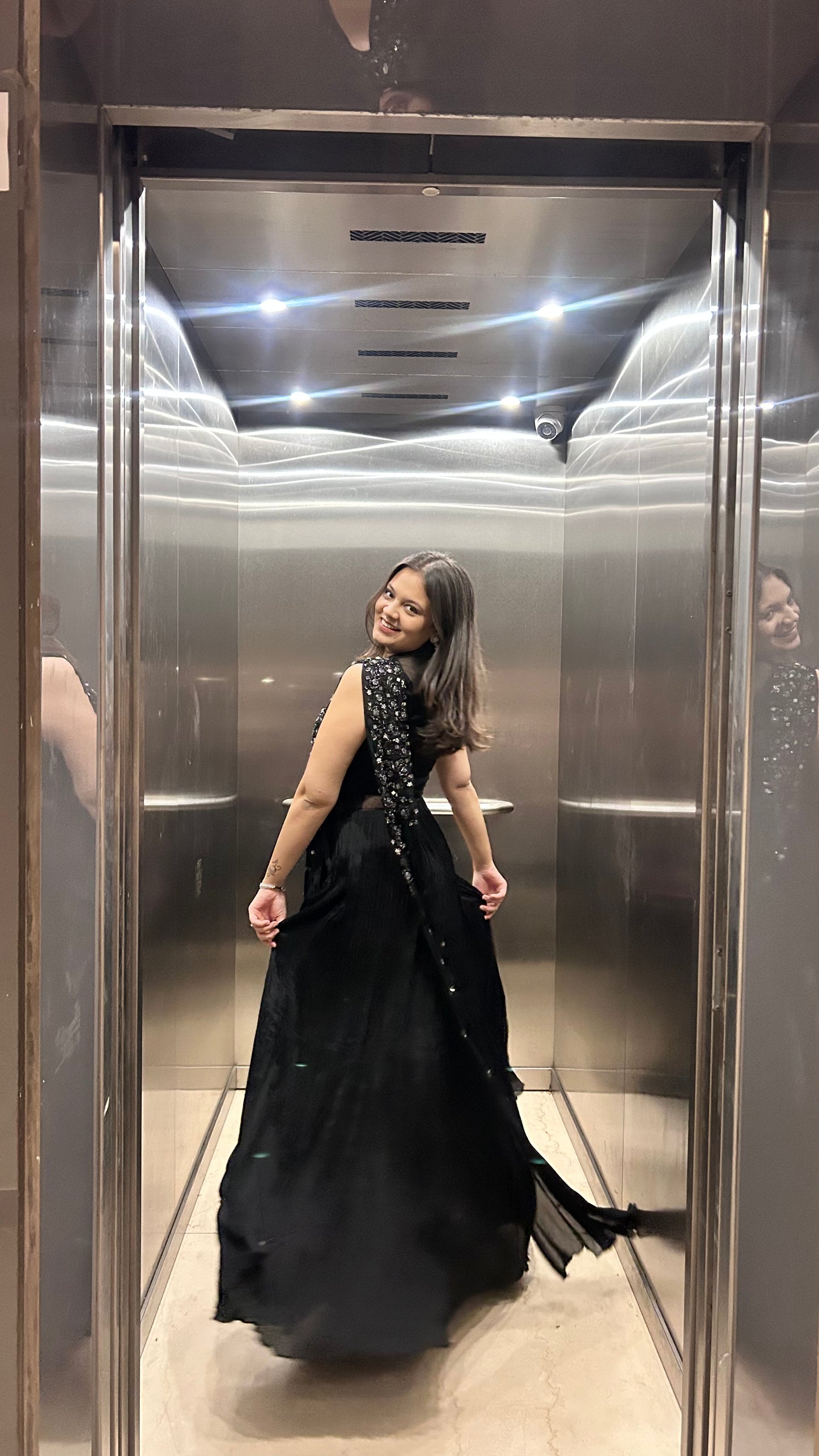 Lyanna – Black Indo-Western Gown with Mirror & Cutdana Embroidery