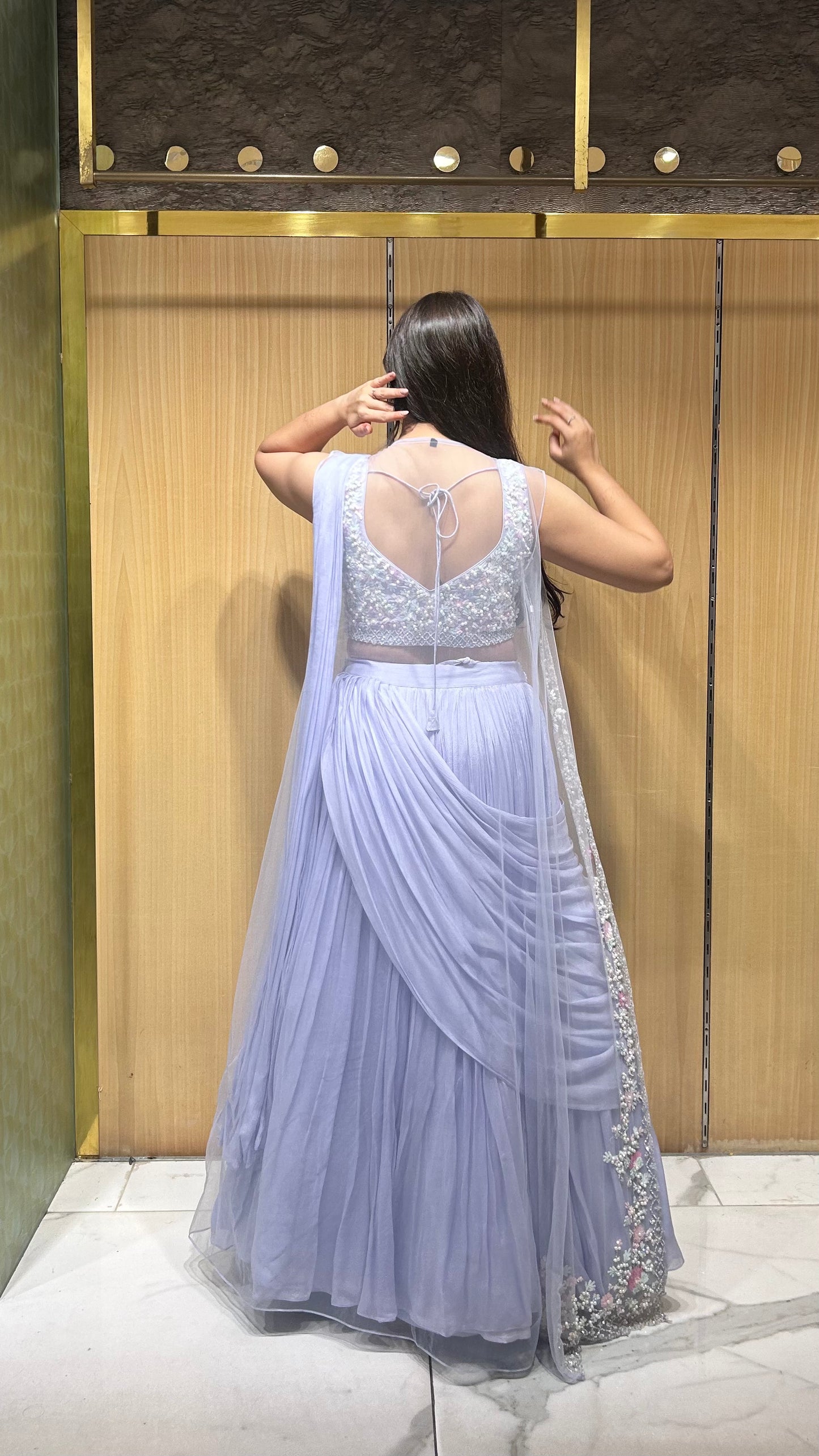 Falak Lavender Drape Lehenga Set with Cape