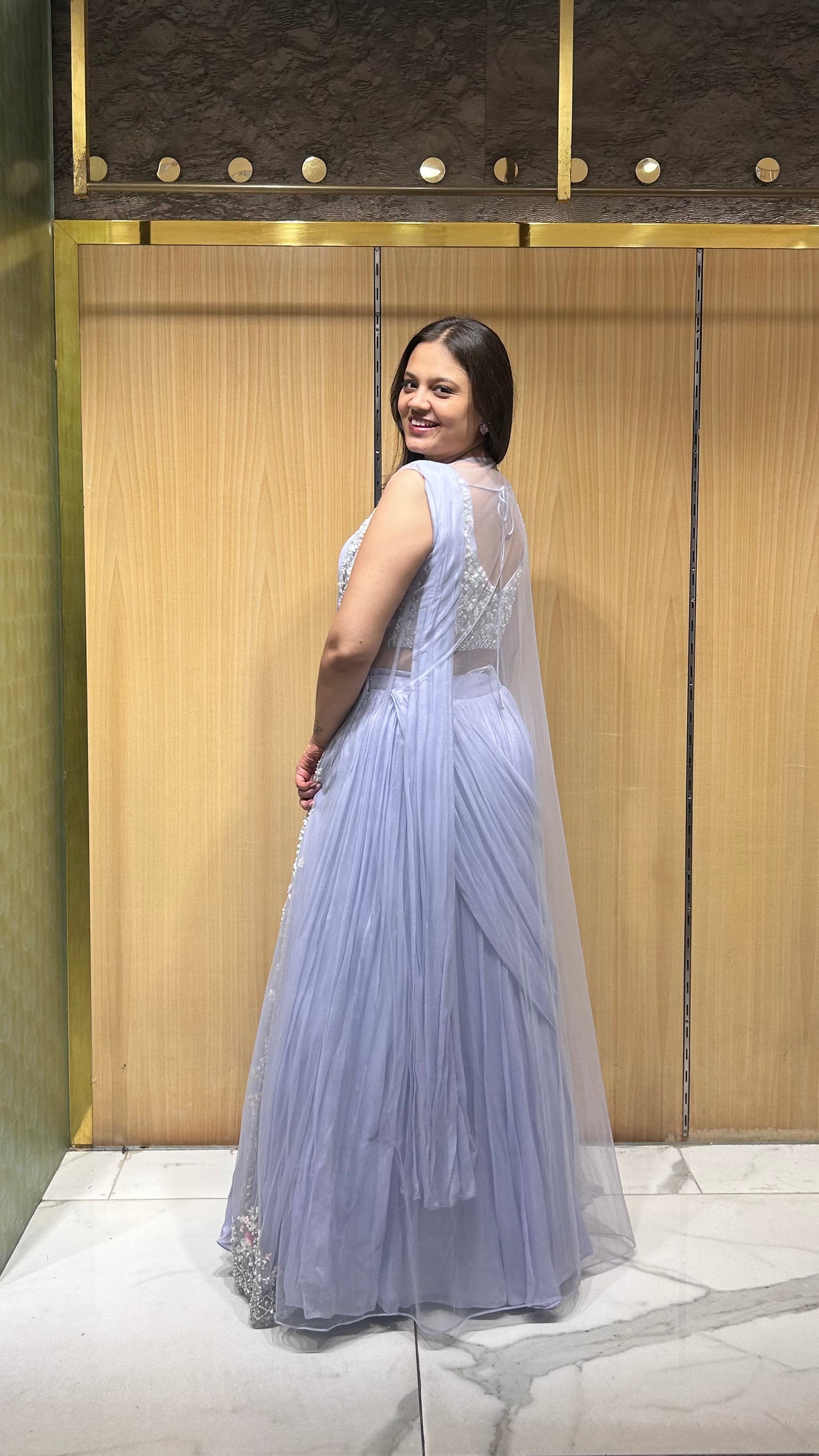 Falak Lavender Drape Lehenga Set with Cape