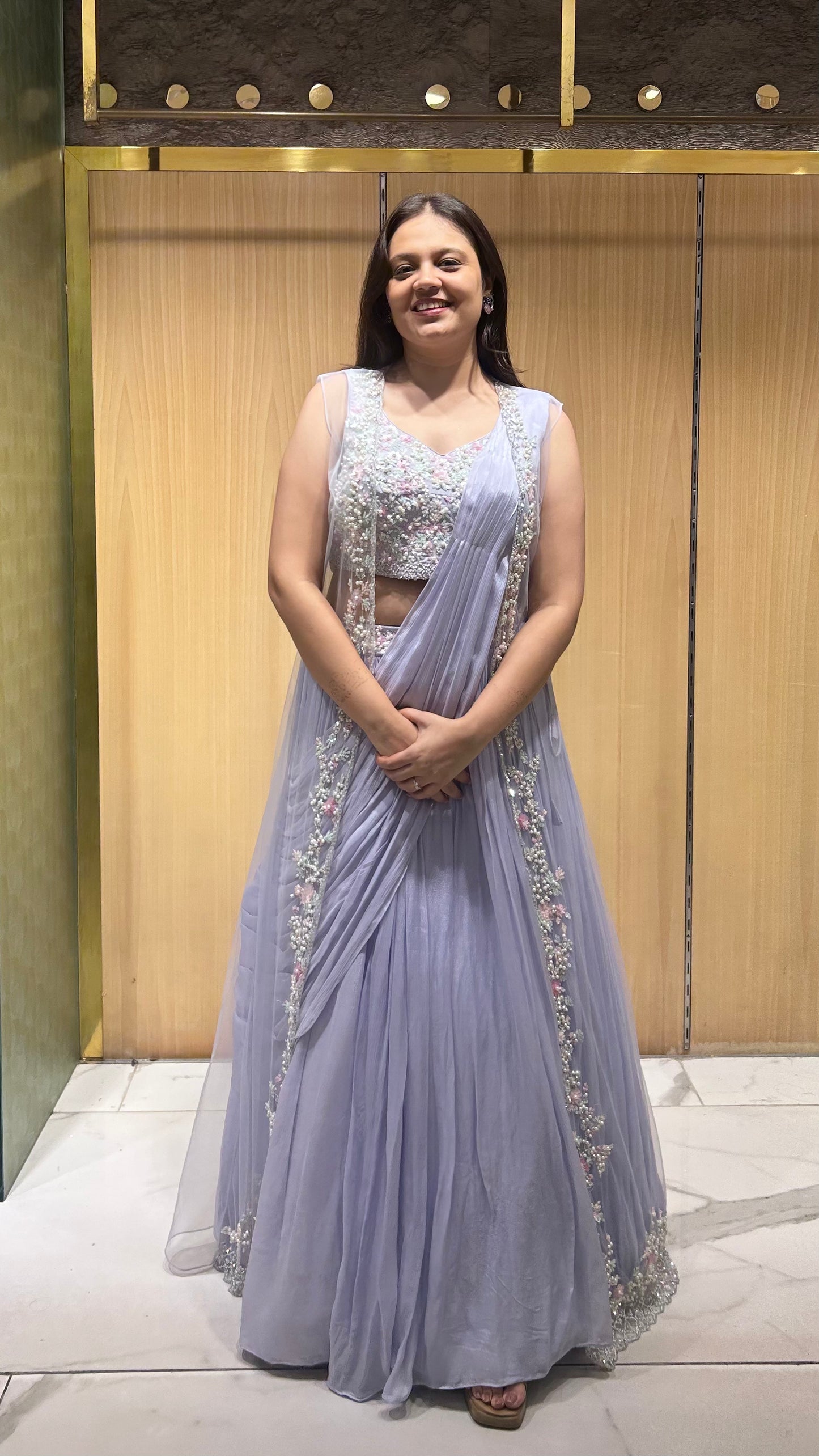 Falak Lavender Drape Lehenga Set with Cape