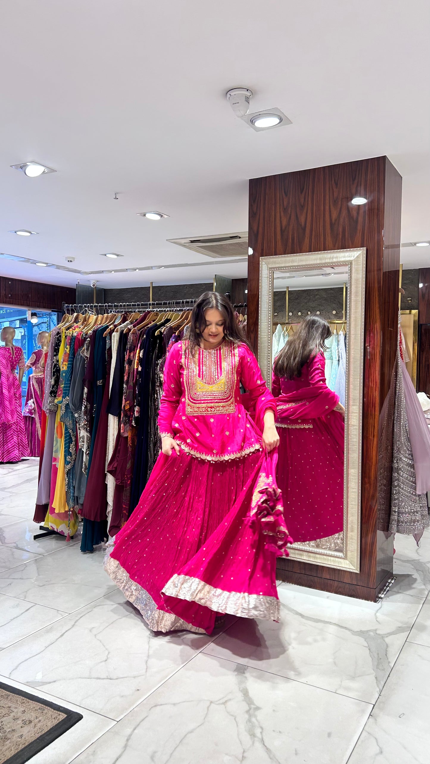 Gulaabo – Rani Pink Short Kurti Lehenga Set