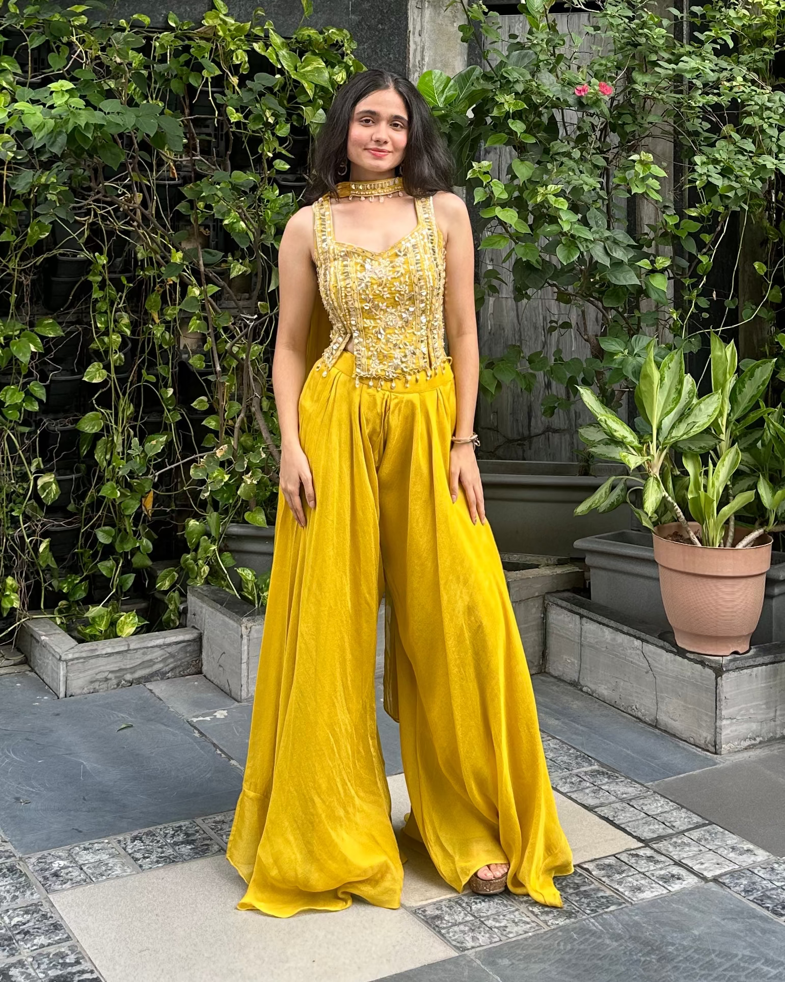 Indo-western festive wear for haldi, mehendi, carnival etc