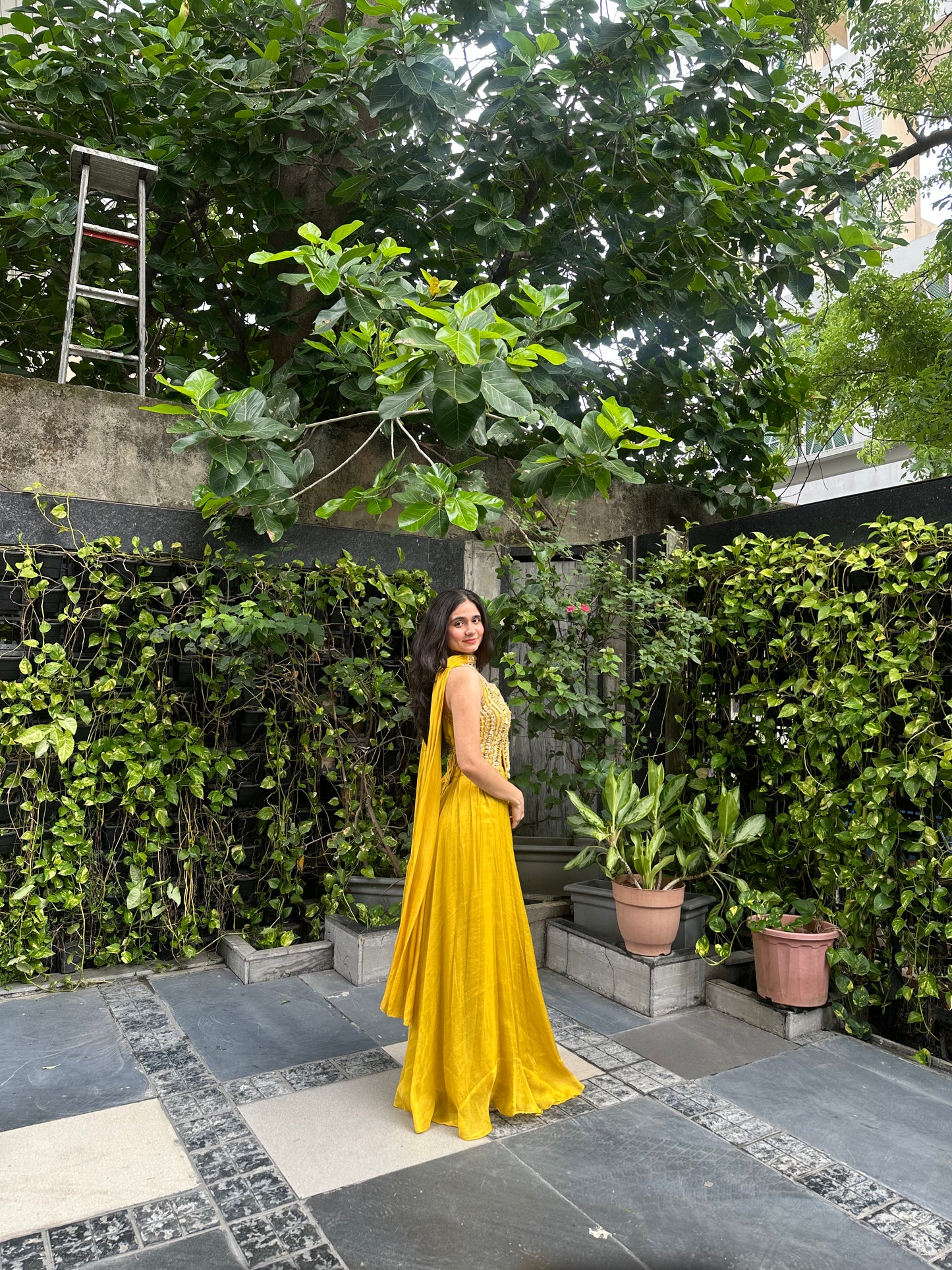 Sia Lemon Yellow Indo-Western Co-Ord Set