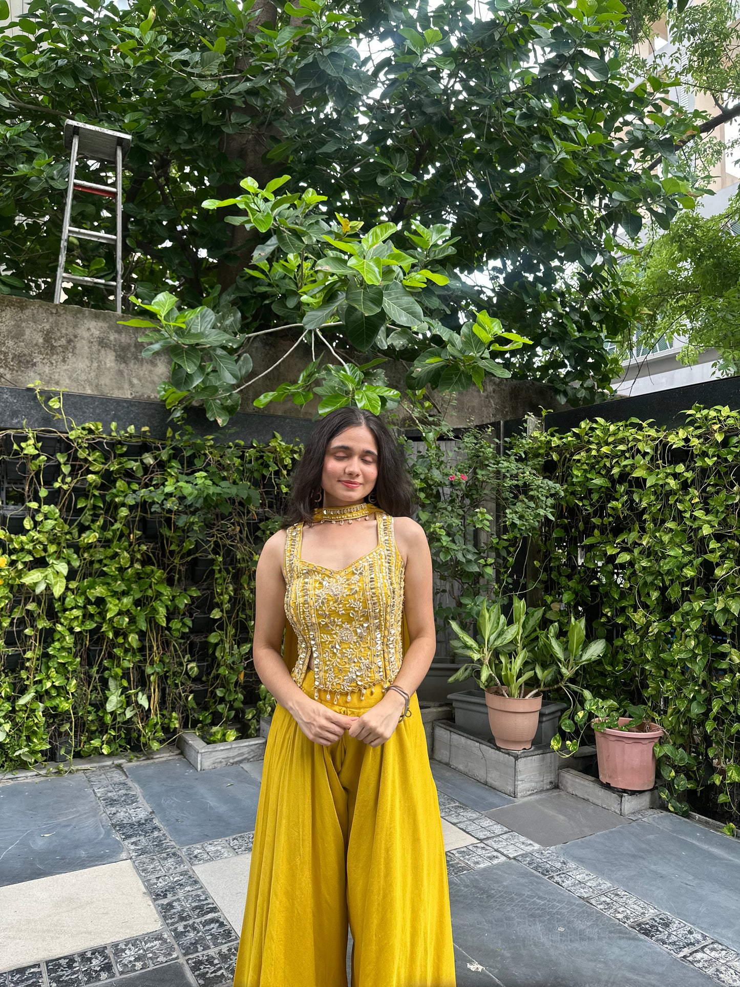 Sia Lemon Yellow Indo-Western Co-Ord Set