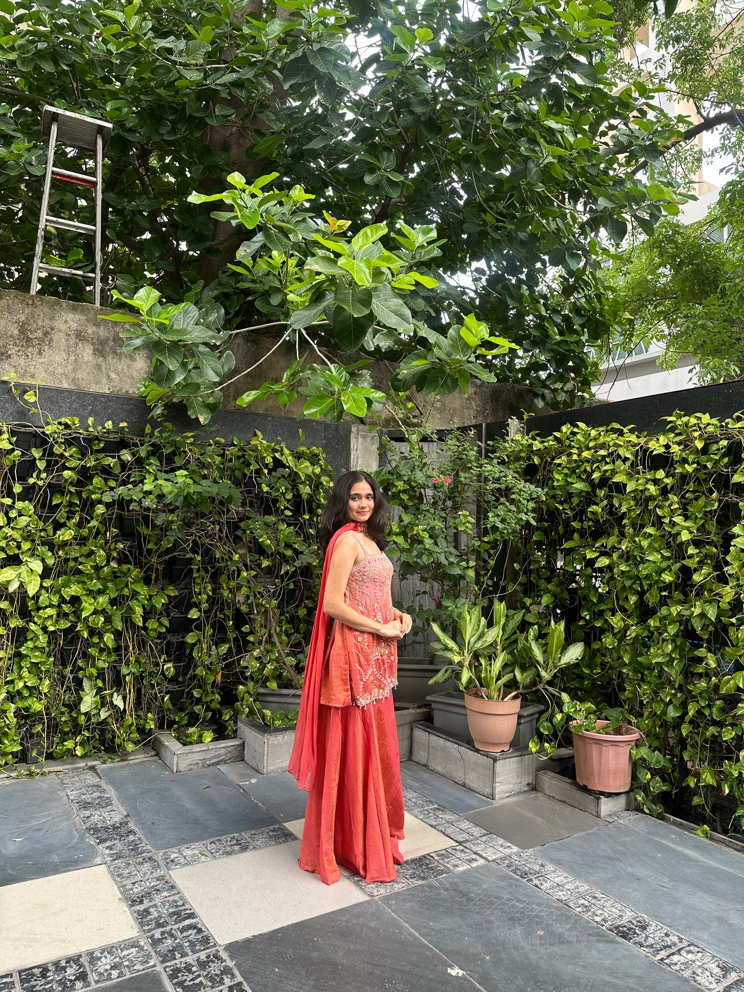 Rianna Ombre Rust Indo-Western Palazzo Set
