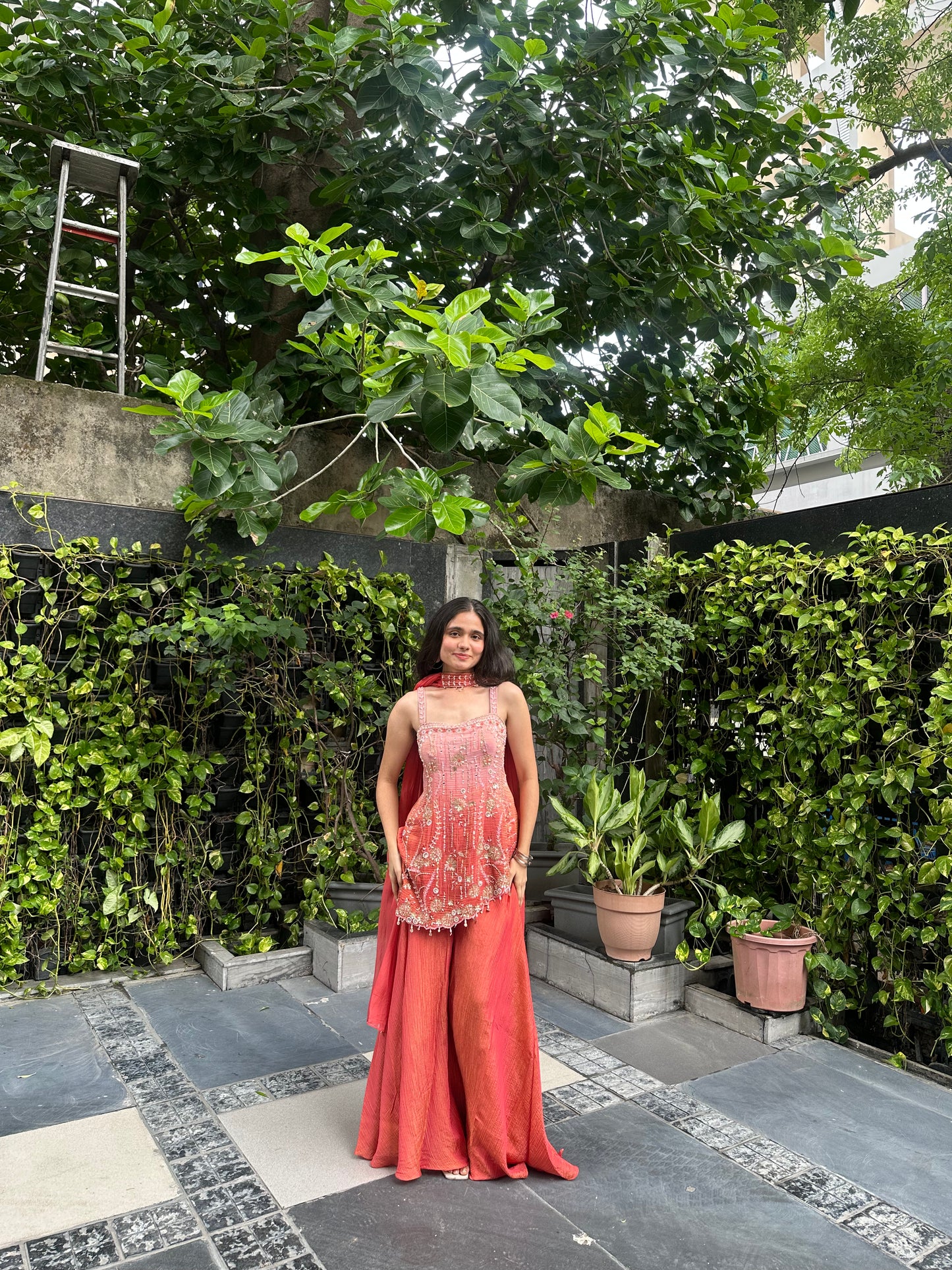 Rianna Ombre Rust Indo-Western Palazzo Set