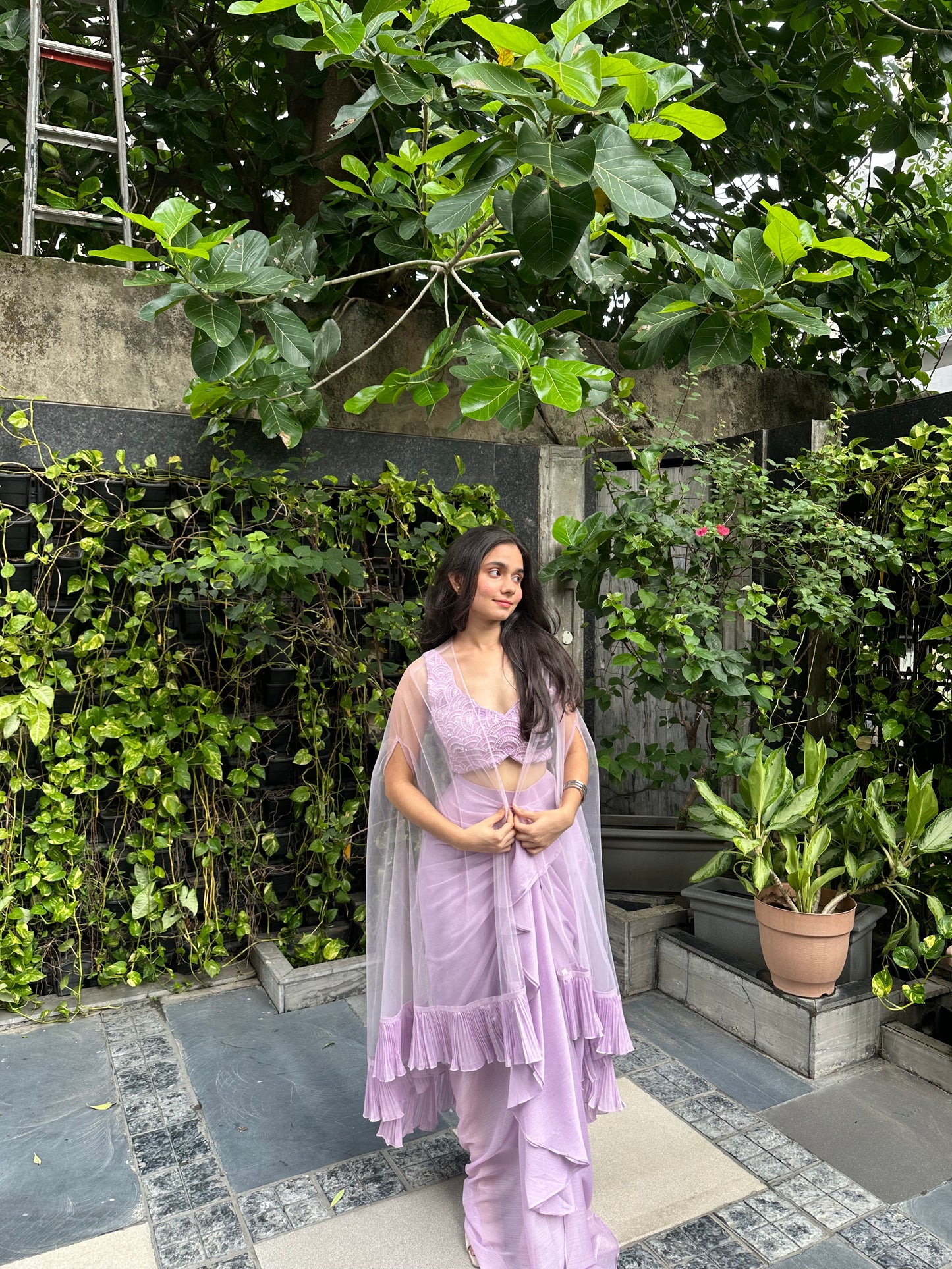 Sahira Lavender Indo-Western Cape Skirt Set