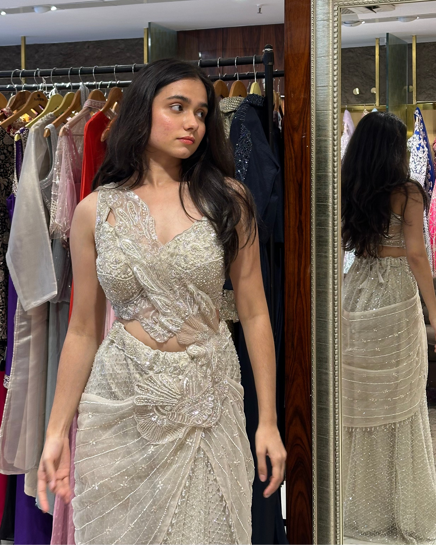 Paris Champagne Indo-Western Drape Saree