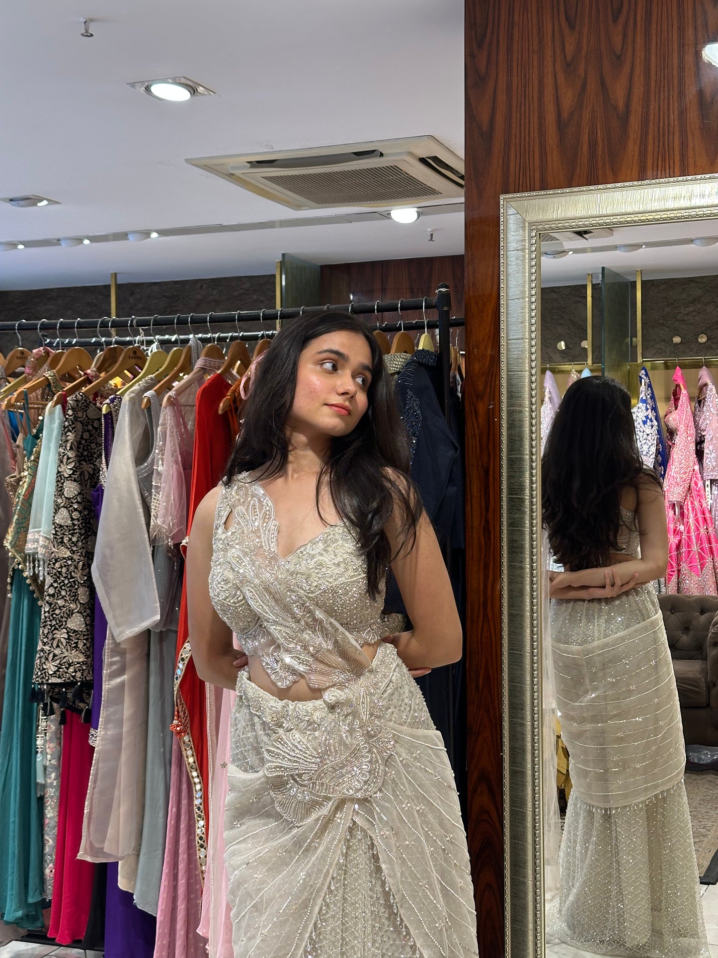 Paris Champagne Indo-Western Drape Saree