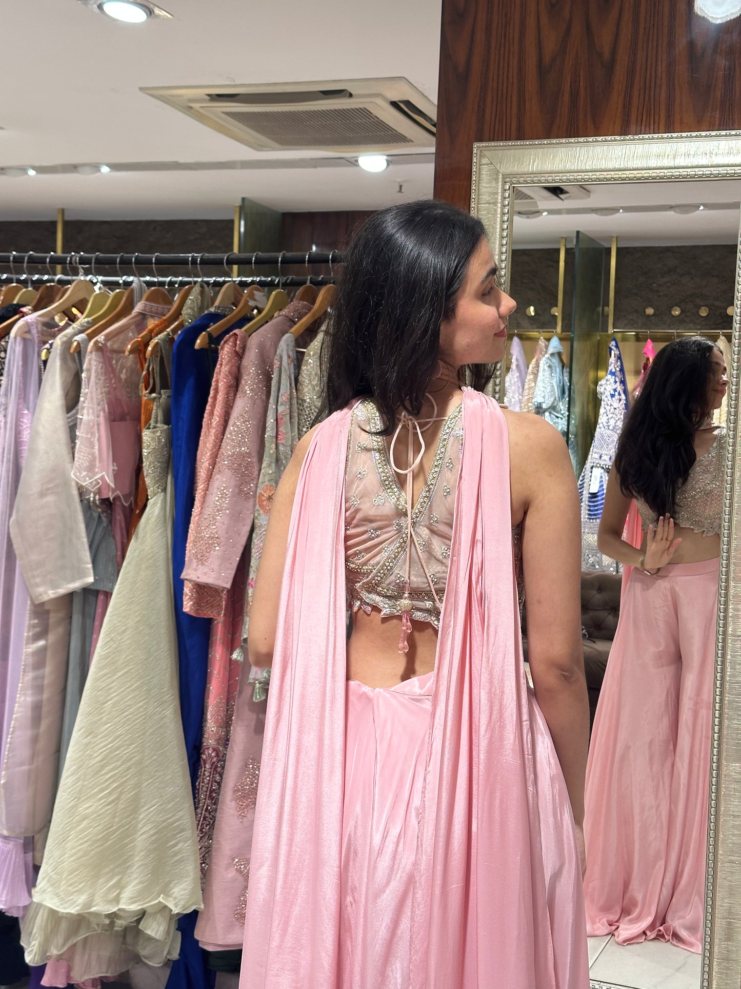 Lina Baby Pink Indo-Western Palazzo Set
