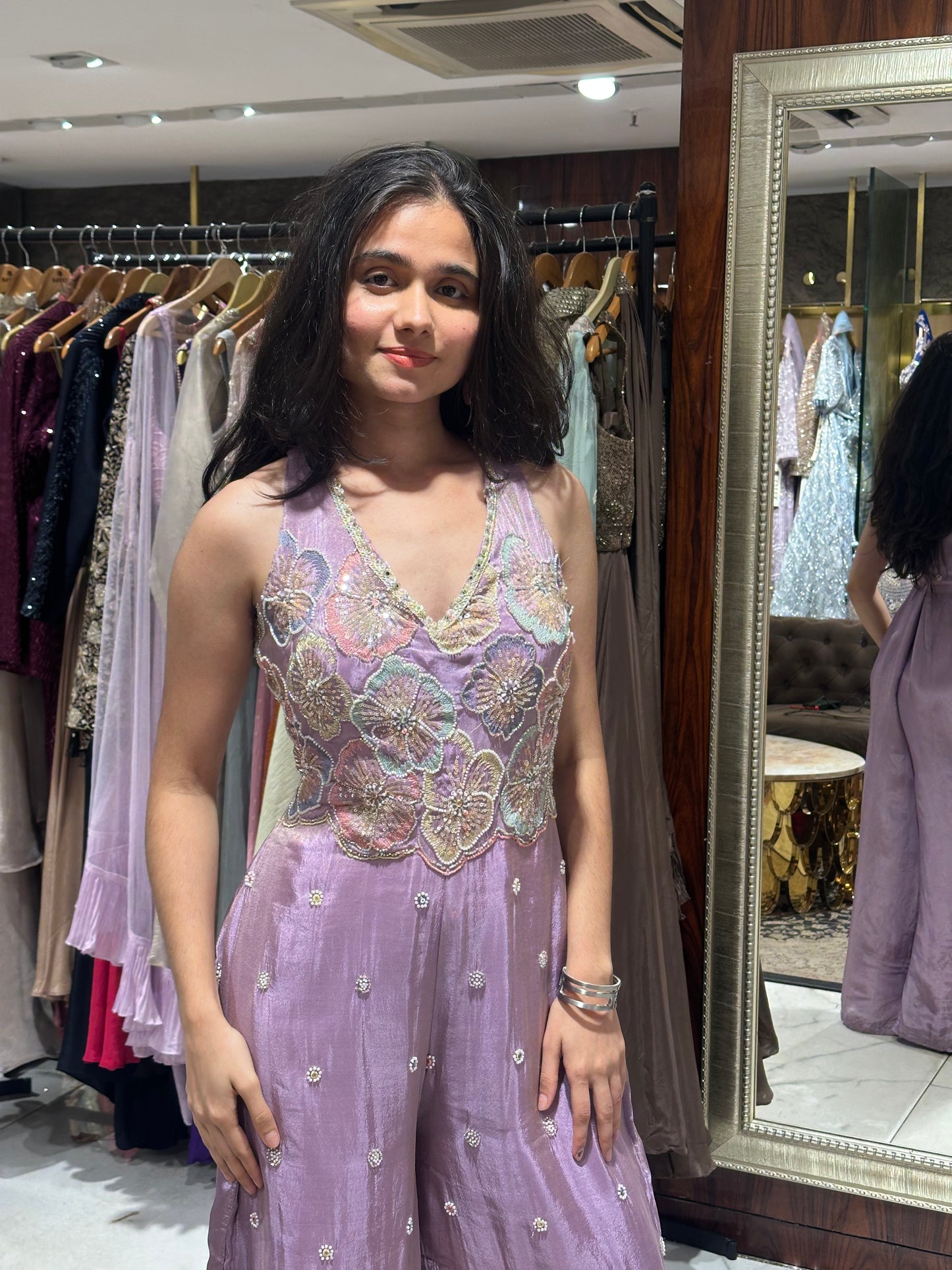 Lavy Lavender Embroidered Indo-Western Jumpsuit
