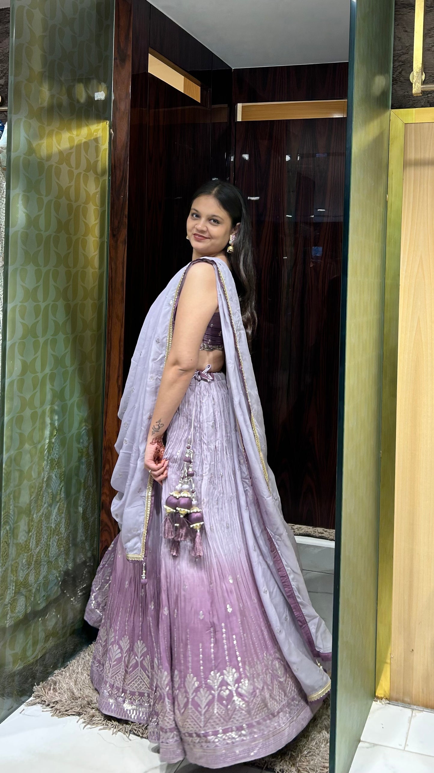 Reeti Ombre Lilac Lehenga with Mirror & Gota Embroidery
