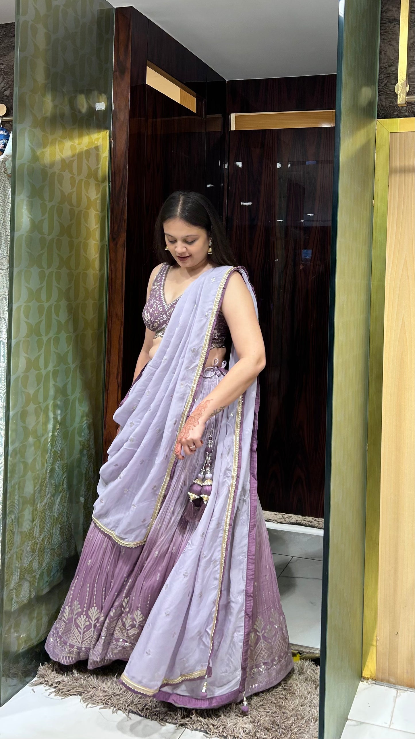 Reeti Ombre Lilac Lehenga with Mirror & Gota Embroidery