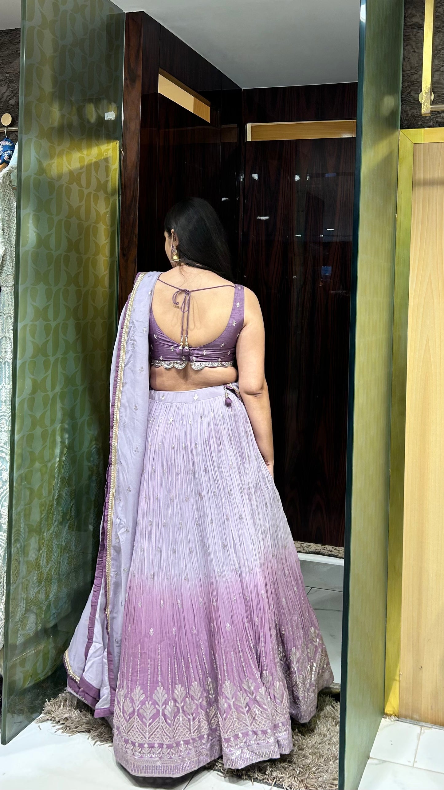 Reeti Ombre Lilac Lehenga with Mirror & Gota Embroidery