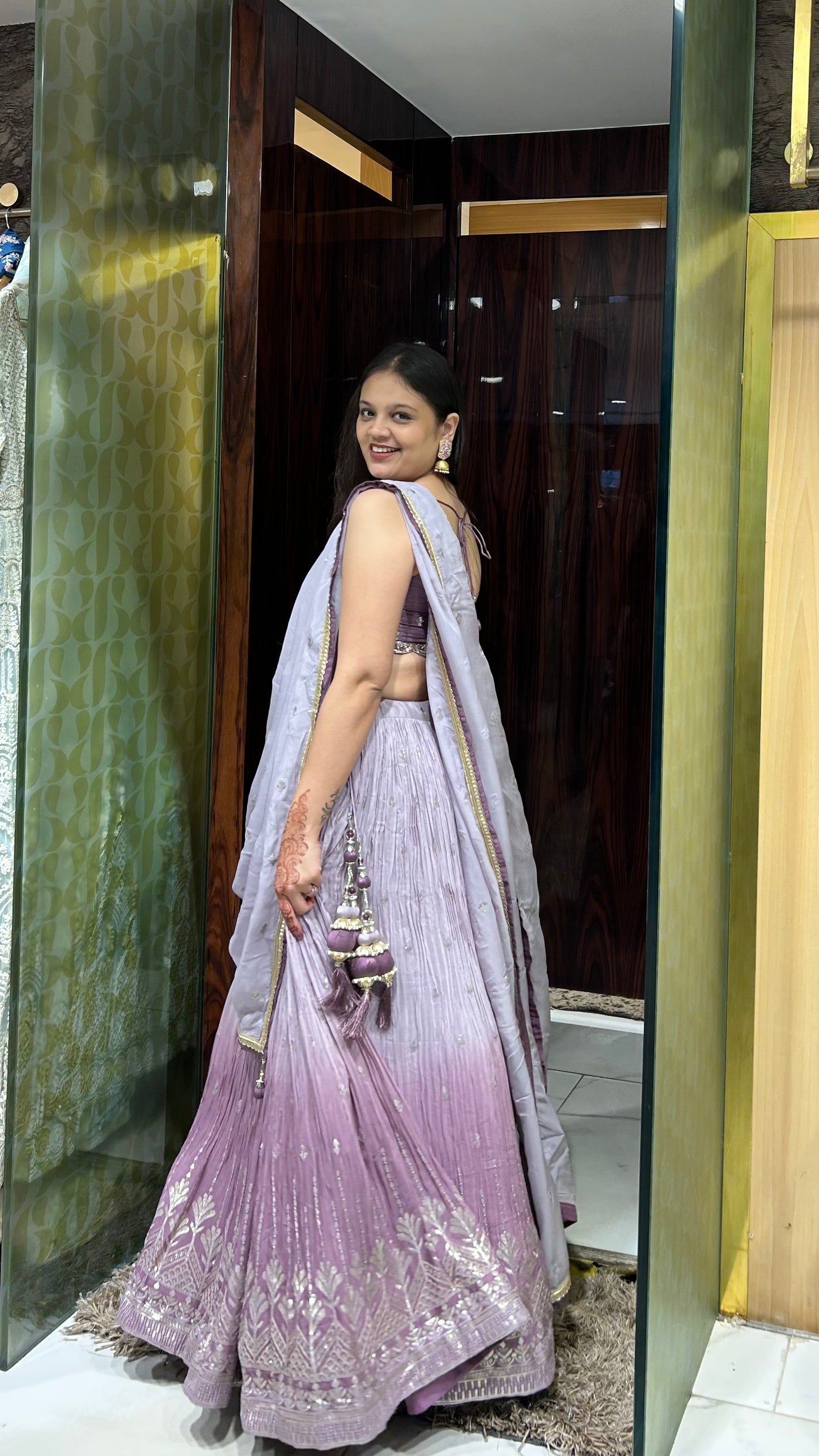 Reeti Ombre Lilac Lehenga with Mirror & Gota Embroidery