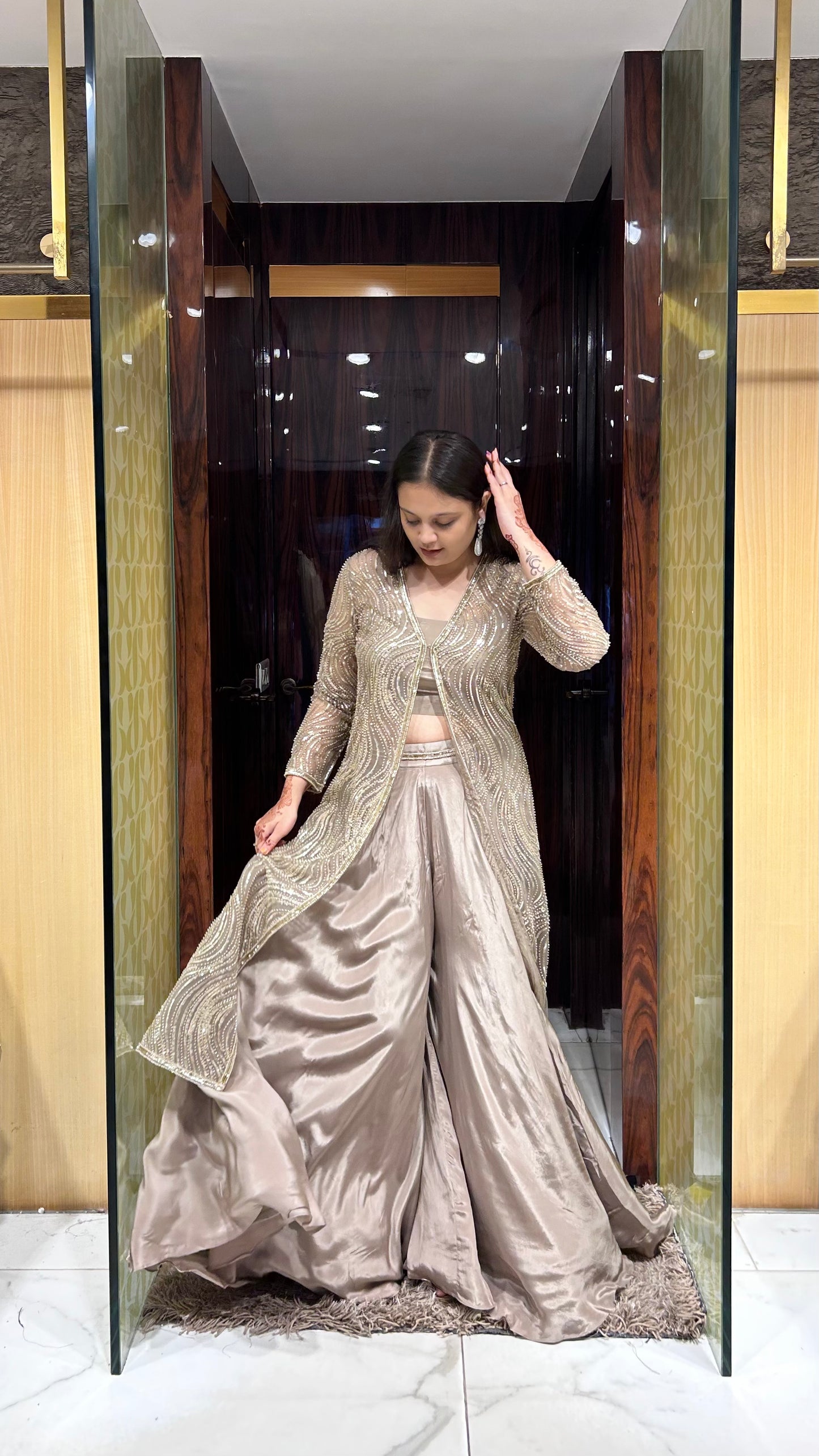 Xiti – Chiku Indo-Western Sharara Set with Long Embroidered Cape