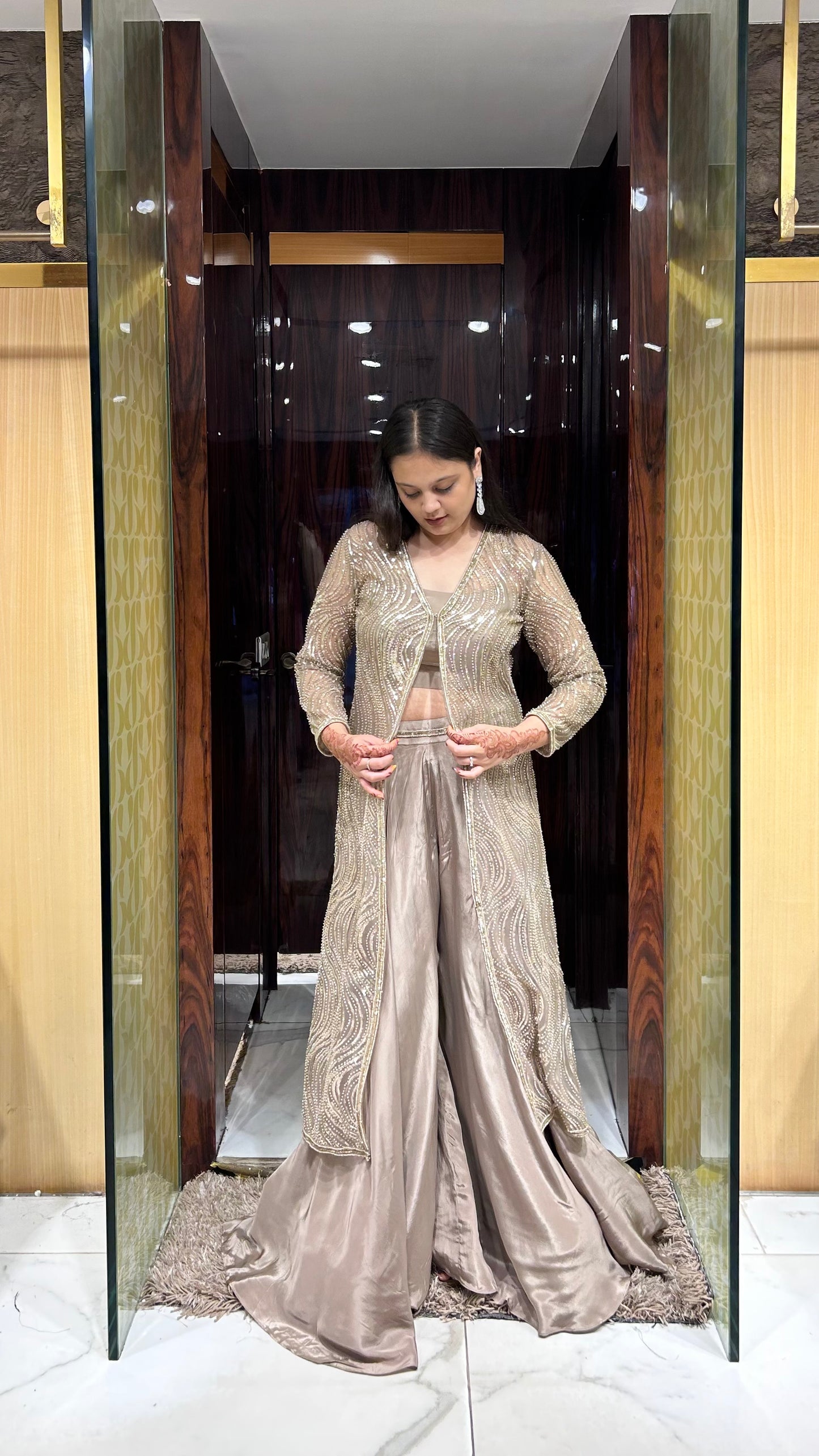 Xiti – Chiku Indo-Western Sharara Set with Long Embroidered Cape