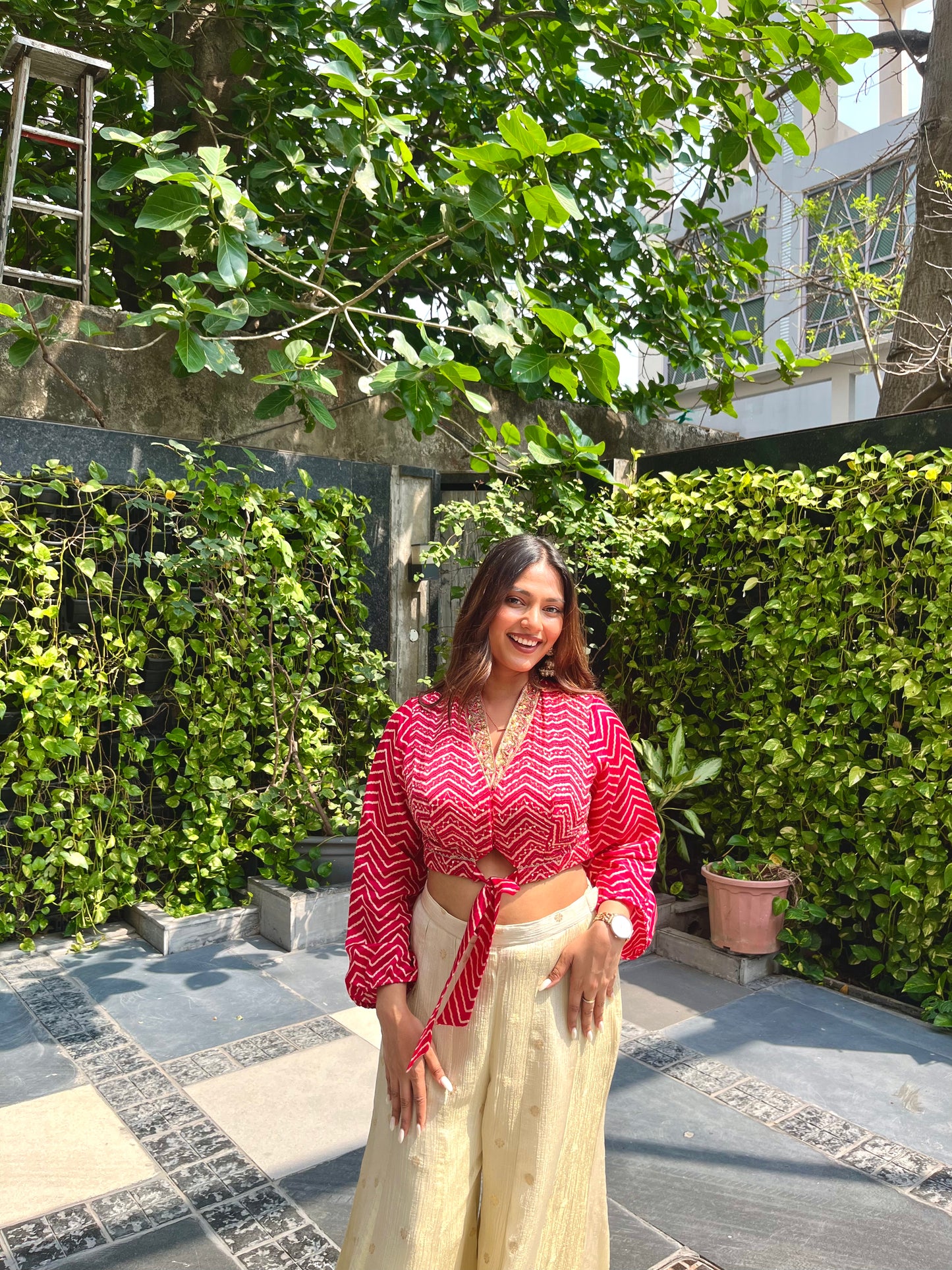 Seher Leheriya Indo-Western Cropped Top Pants Set