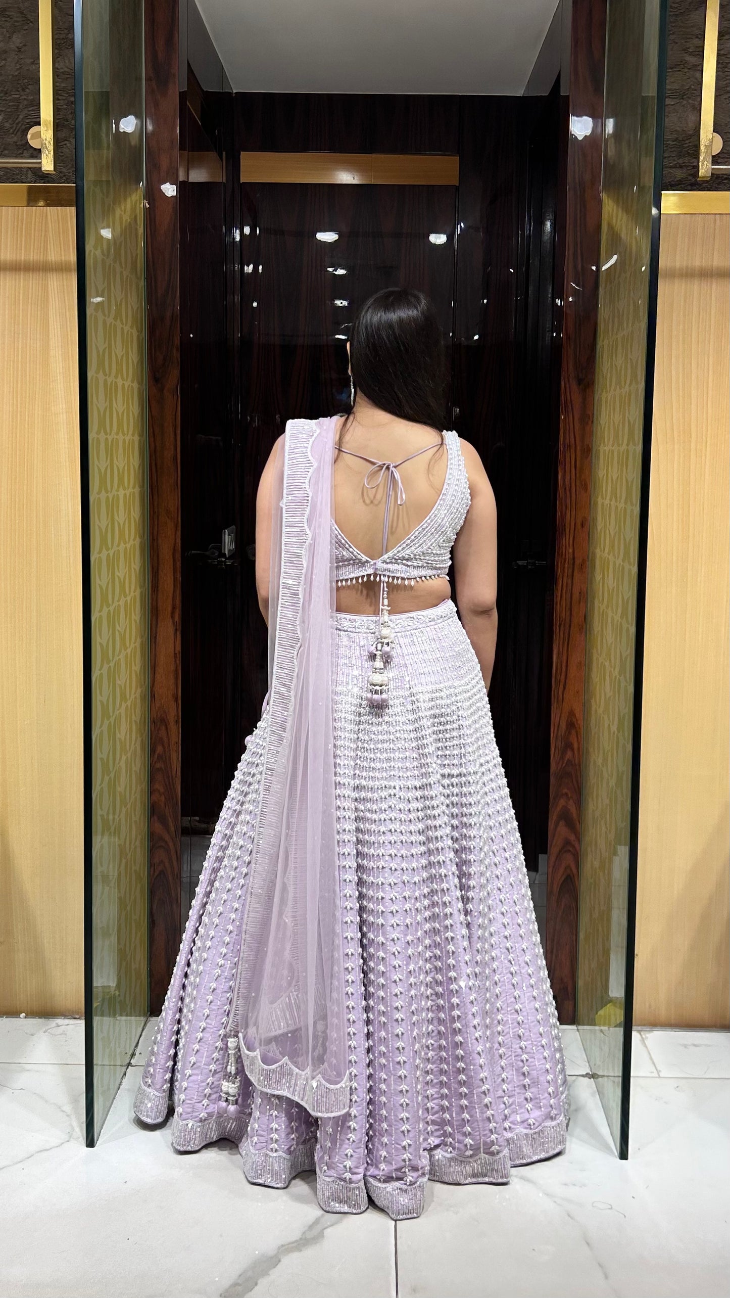 Yashvi Lilac Raw Silk Lehenga with Pearl Embroidery