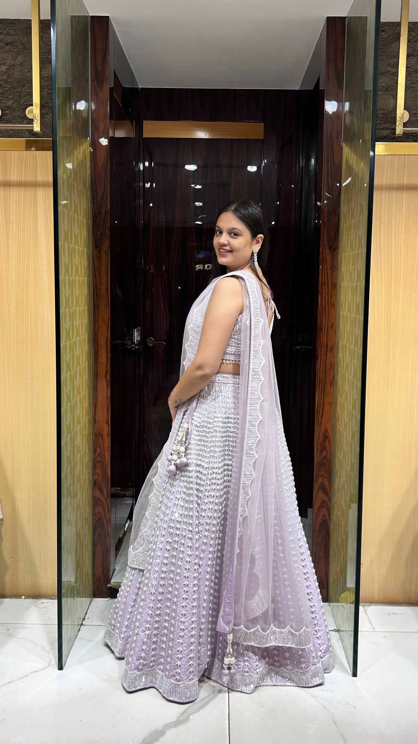 Yashvi Lilac Raw Silk Lehenga with Pearl Embroidery