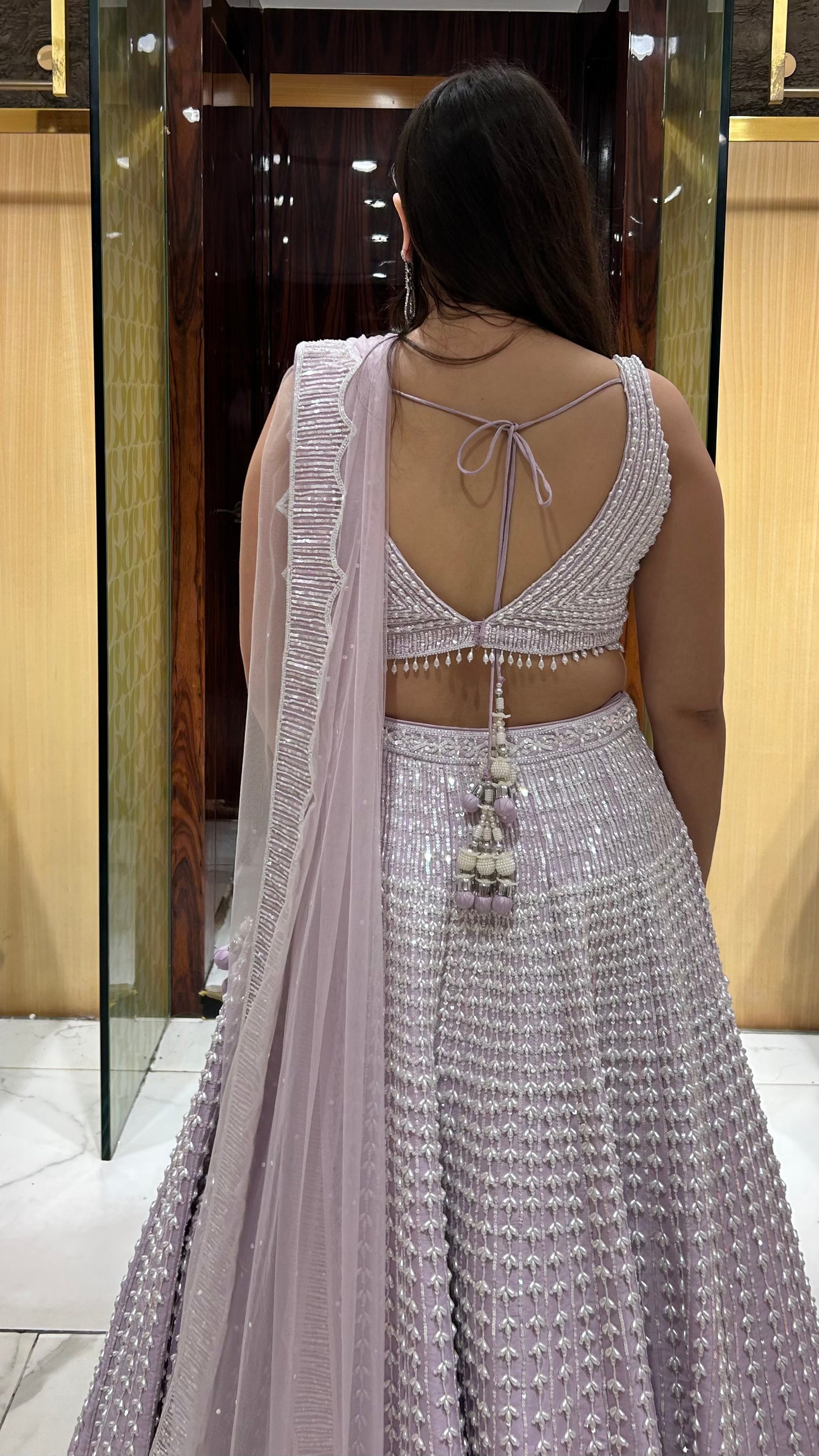 Yashvi Lilac Raw Silk Lehenga with Pearl Embroidery