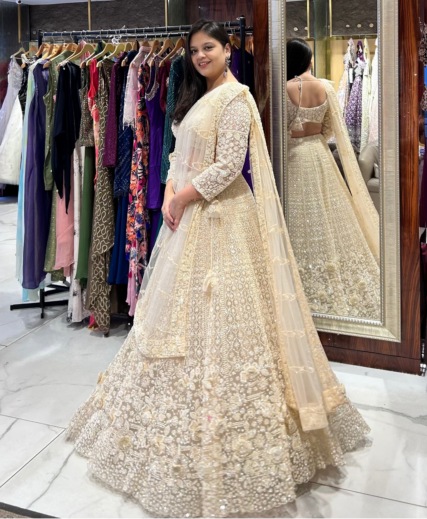 Embroidered bridal lehenga Modern and Trendy for sangeet reception enegagement