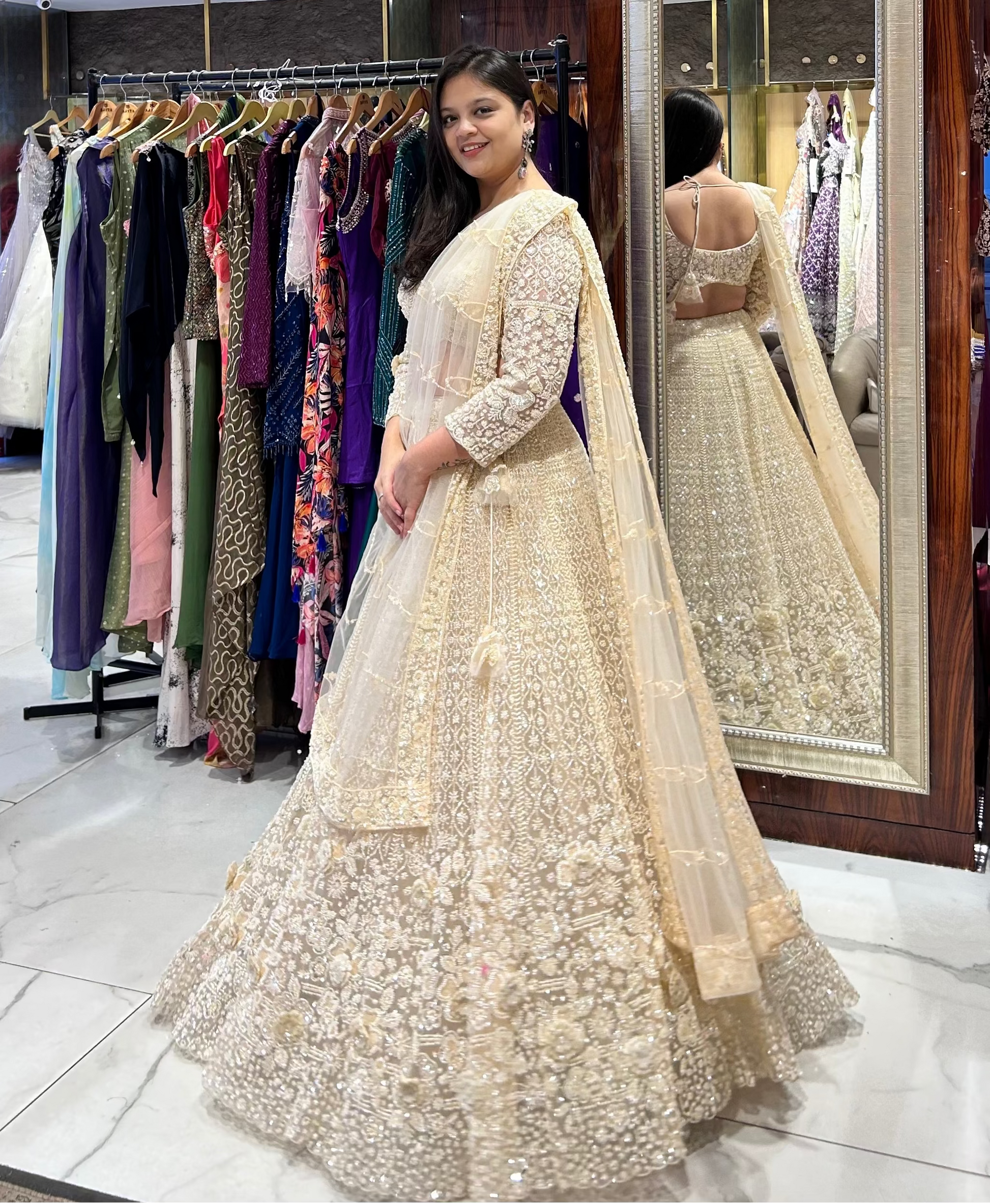 Embroidered bridal lehenga Modern and Trendy for sangeet reception enegagement