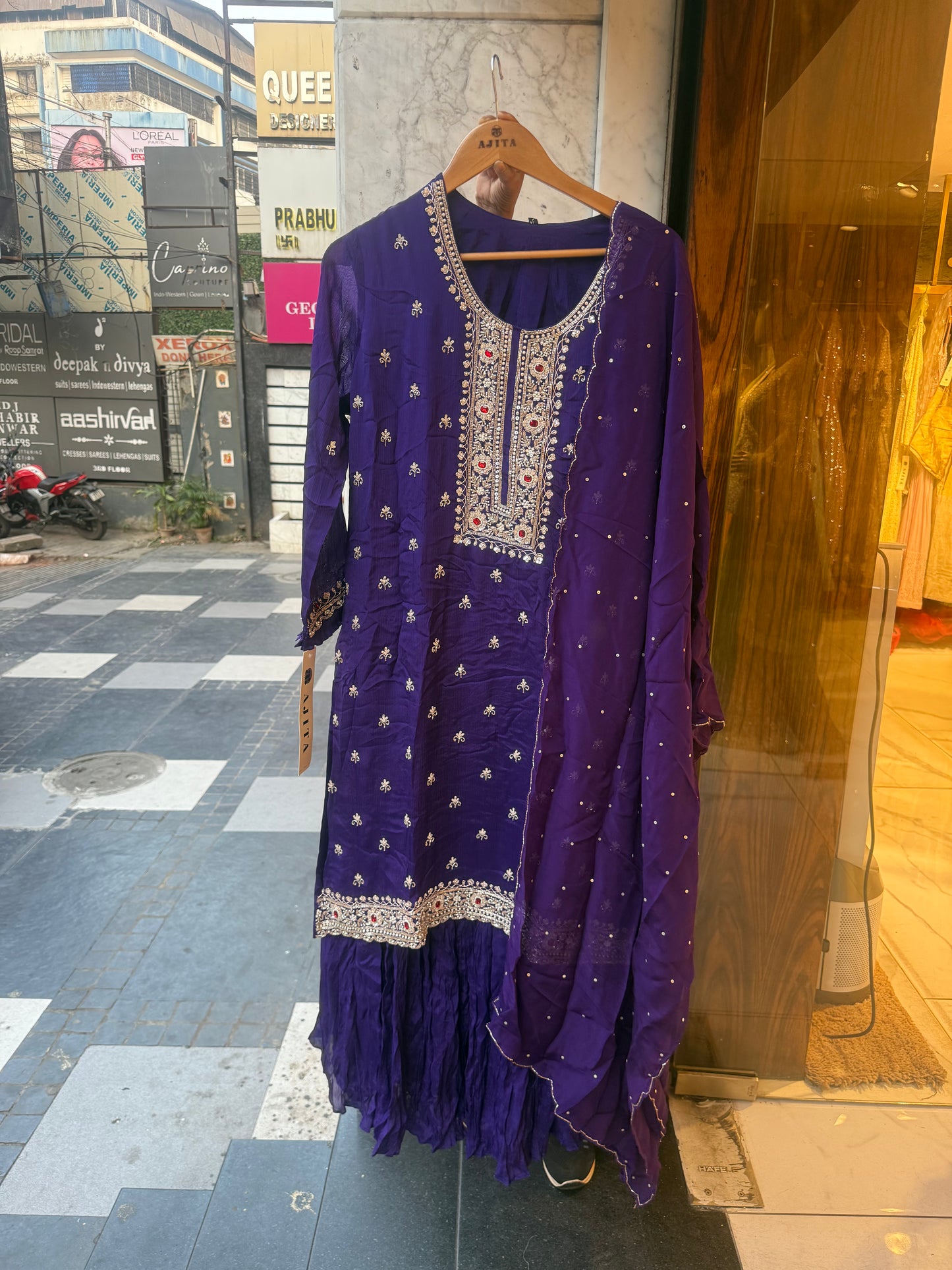 Sara – Hand Embroidered Designer Gharara Set (Colours available)
