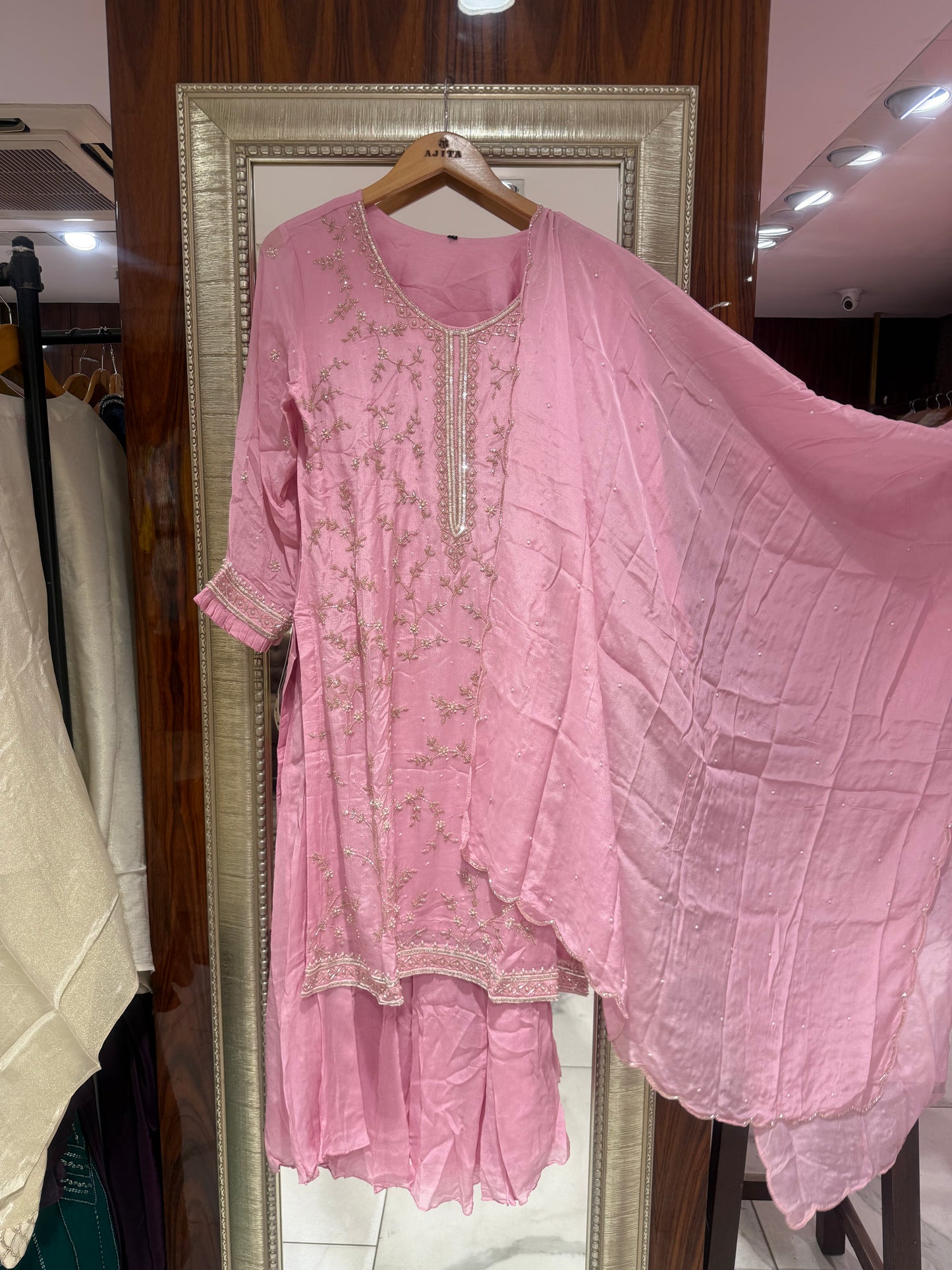 Lara – Hand Embroidered Designer Sharara Set (Colours available)