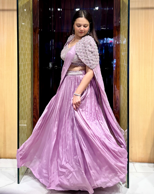 Elina Lilac Draped Lehenga Set