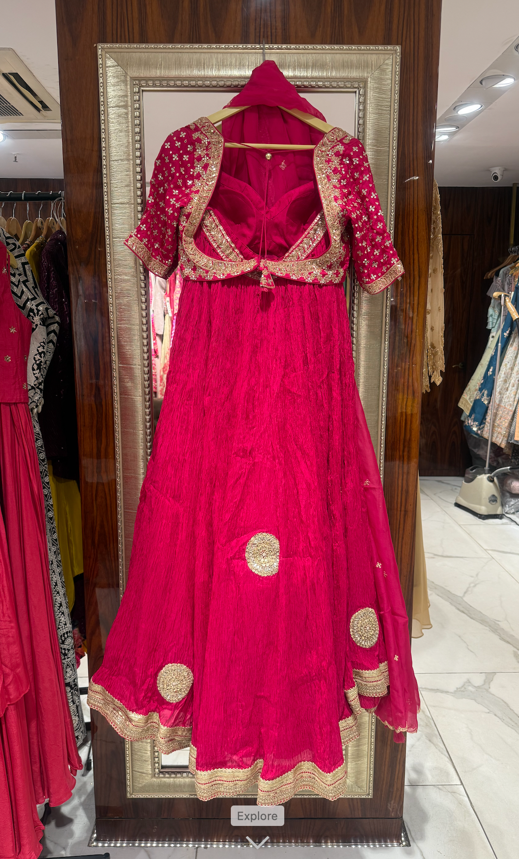 Aarohi – Festive Red Chinon Silk Lehenga Set with Gota Patti Embroidery
