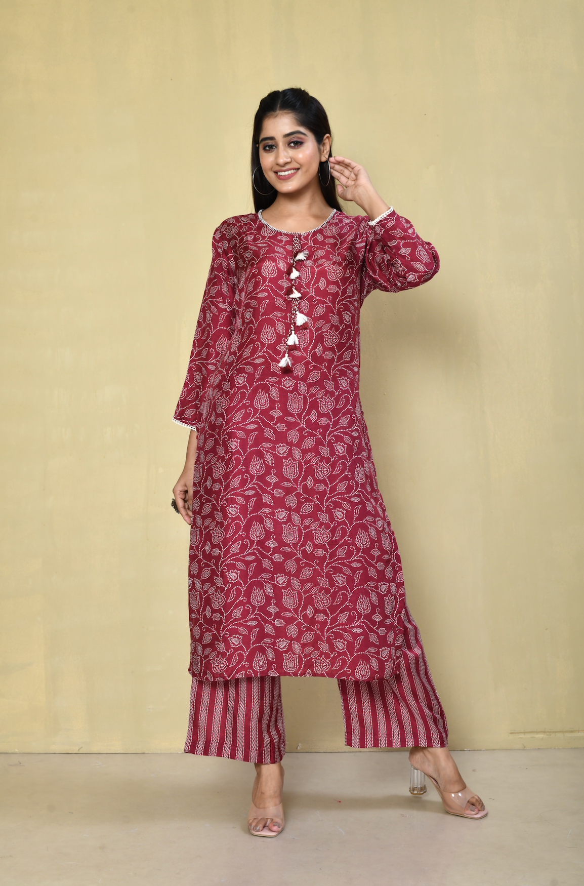 Yarina Printed Festive Kurta Pant Set