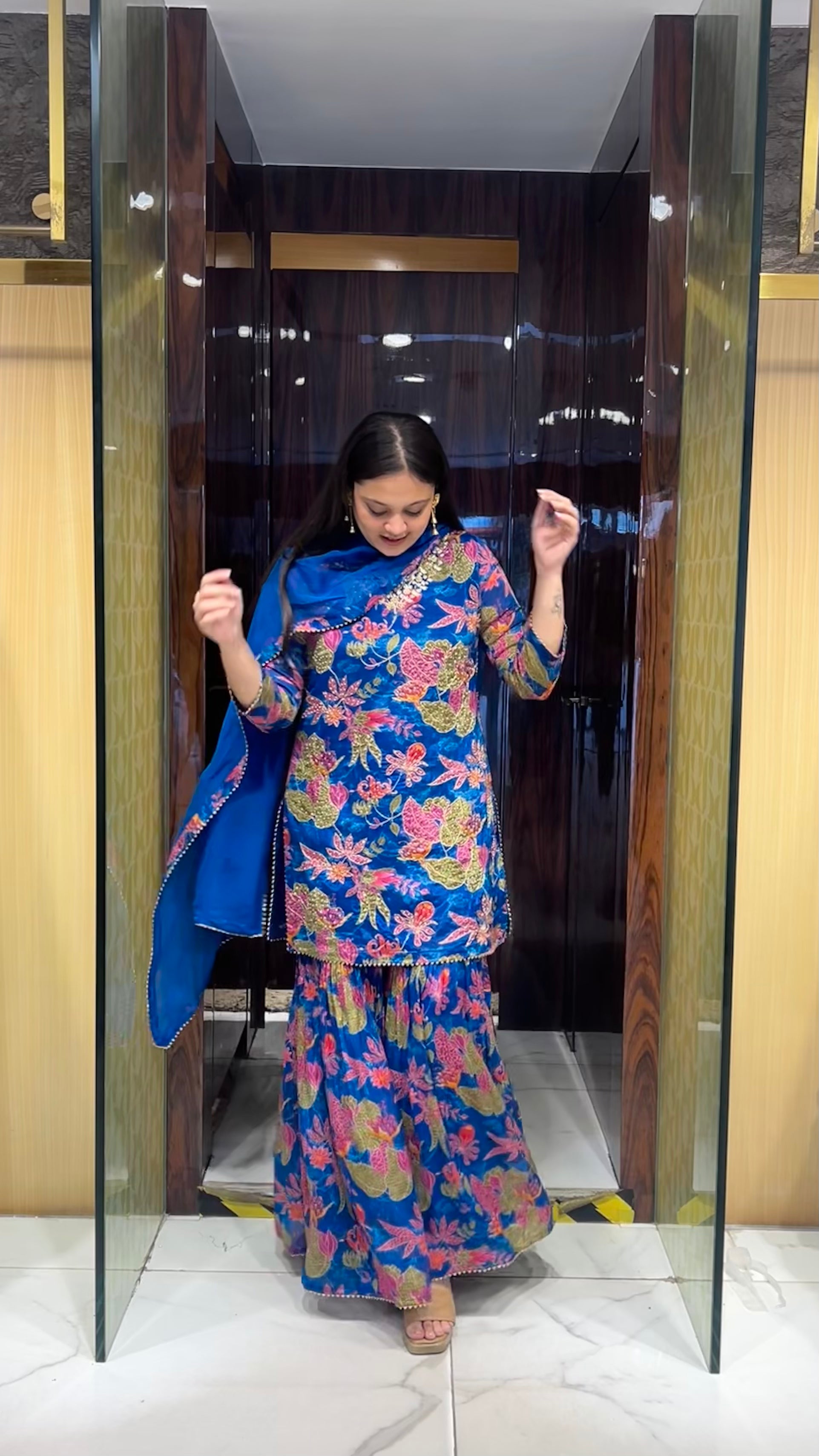 Perfect sharara/gharara ensemble for Haldi, Mehendi, Kirtan, etc