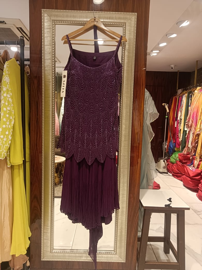 Lisha – Navy Blue Indo-Western Glamorous Cocktail Set (Colours & Designs available)