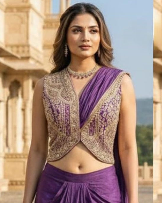 Dolly Indo-Western Drape Set (Colours Available)