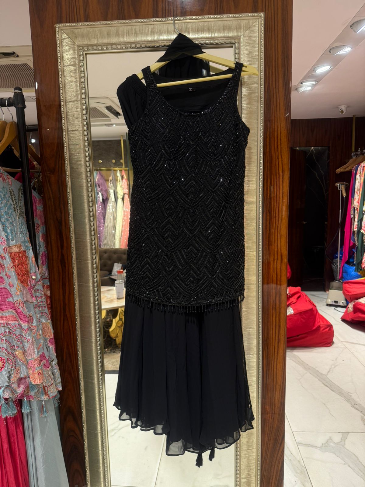 Lisha – Navy Blue Indo-Western Glamorous Cocktail Set (Colours & Designs available)